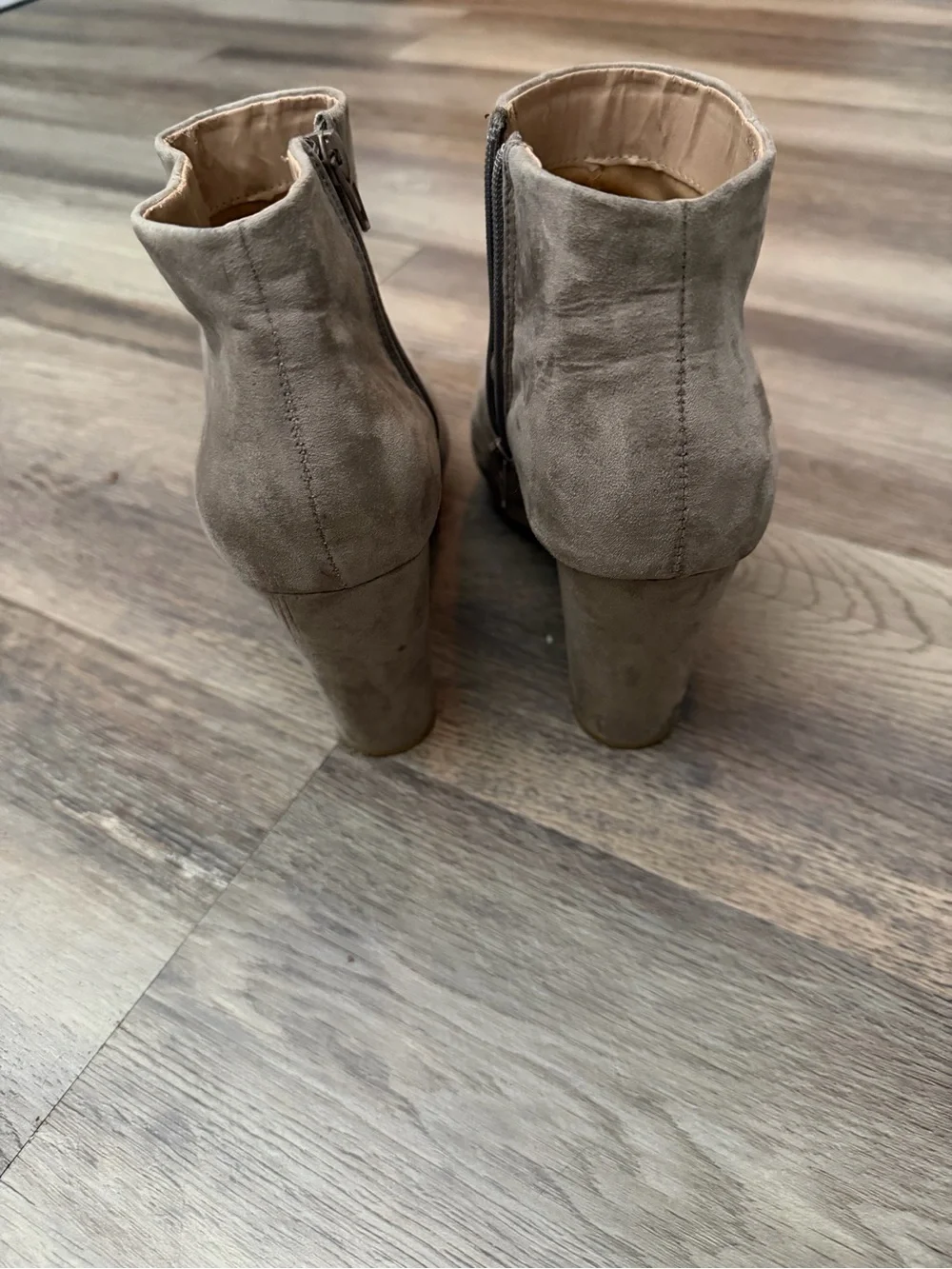 new directions Taupe Suede Ankle Booties